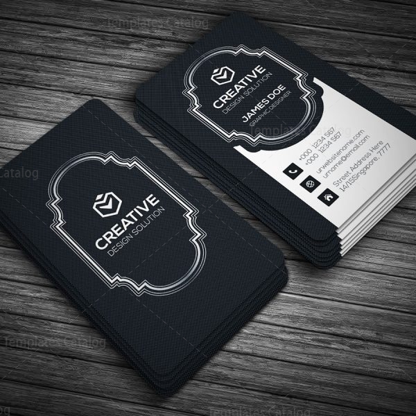 Black Style Vertical Business Card Template 000136 - Template Catalog