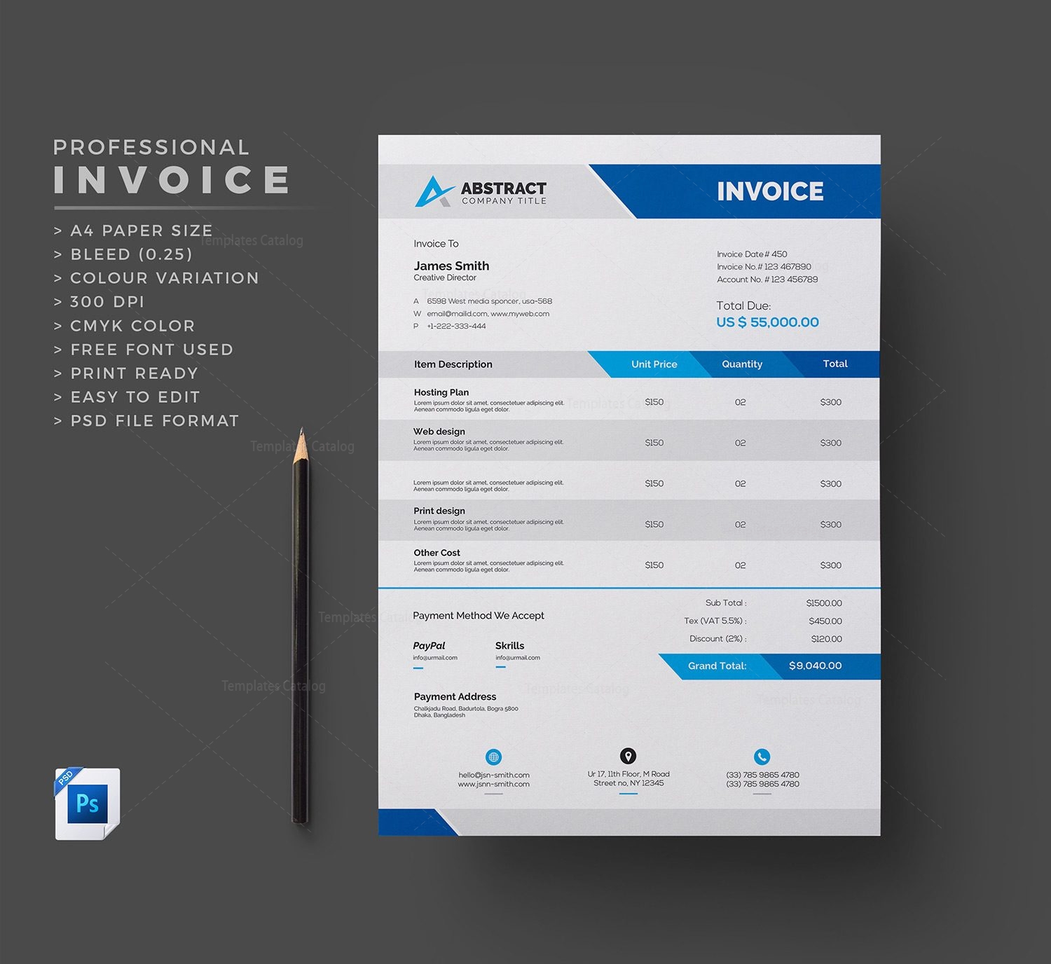 Invoice Template Psd Free