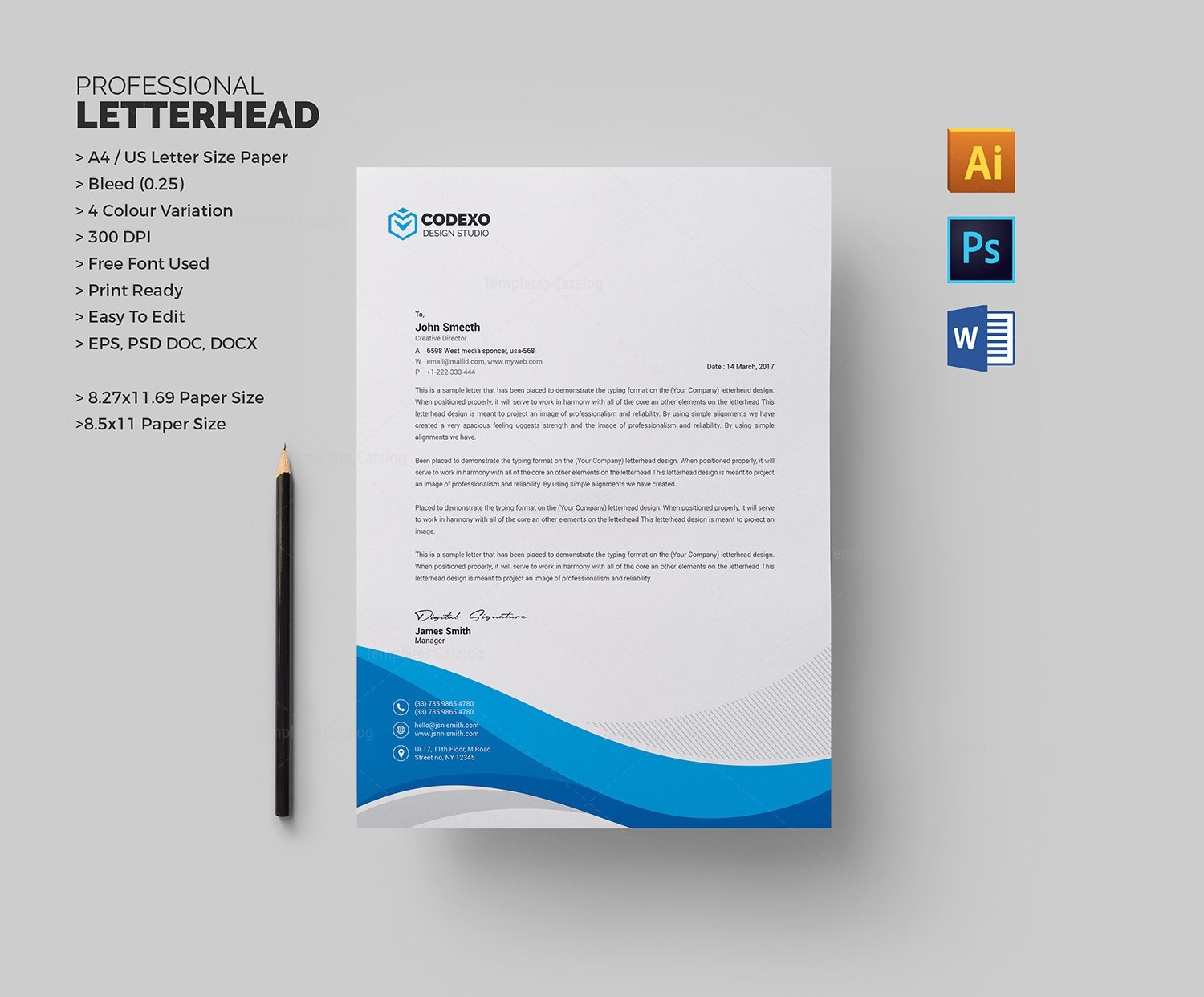 Professional Letterhead Sample 000497 Template Catalog