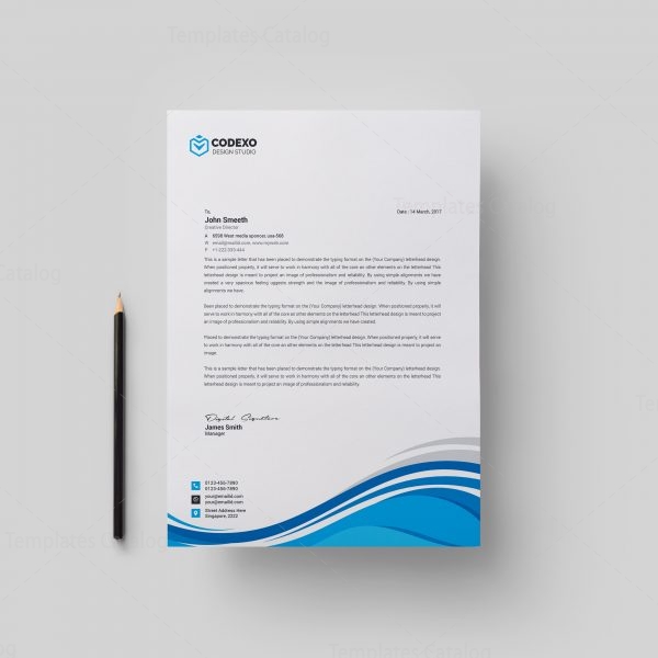 High Quality Modern Corporate Letterhead Template 000877 - Template Catalog