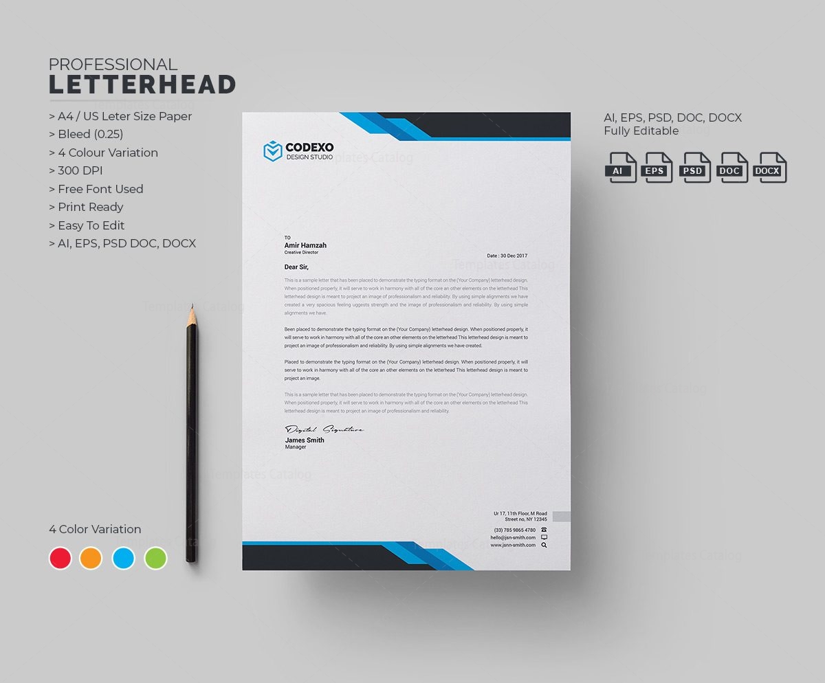 Samurai Professional Corporate Letterhead Template 000906 Template 