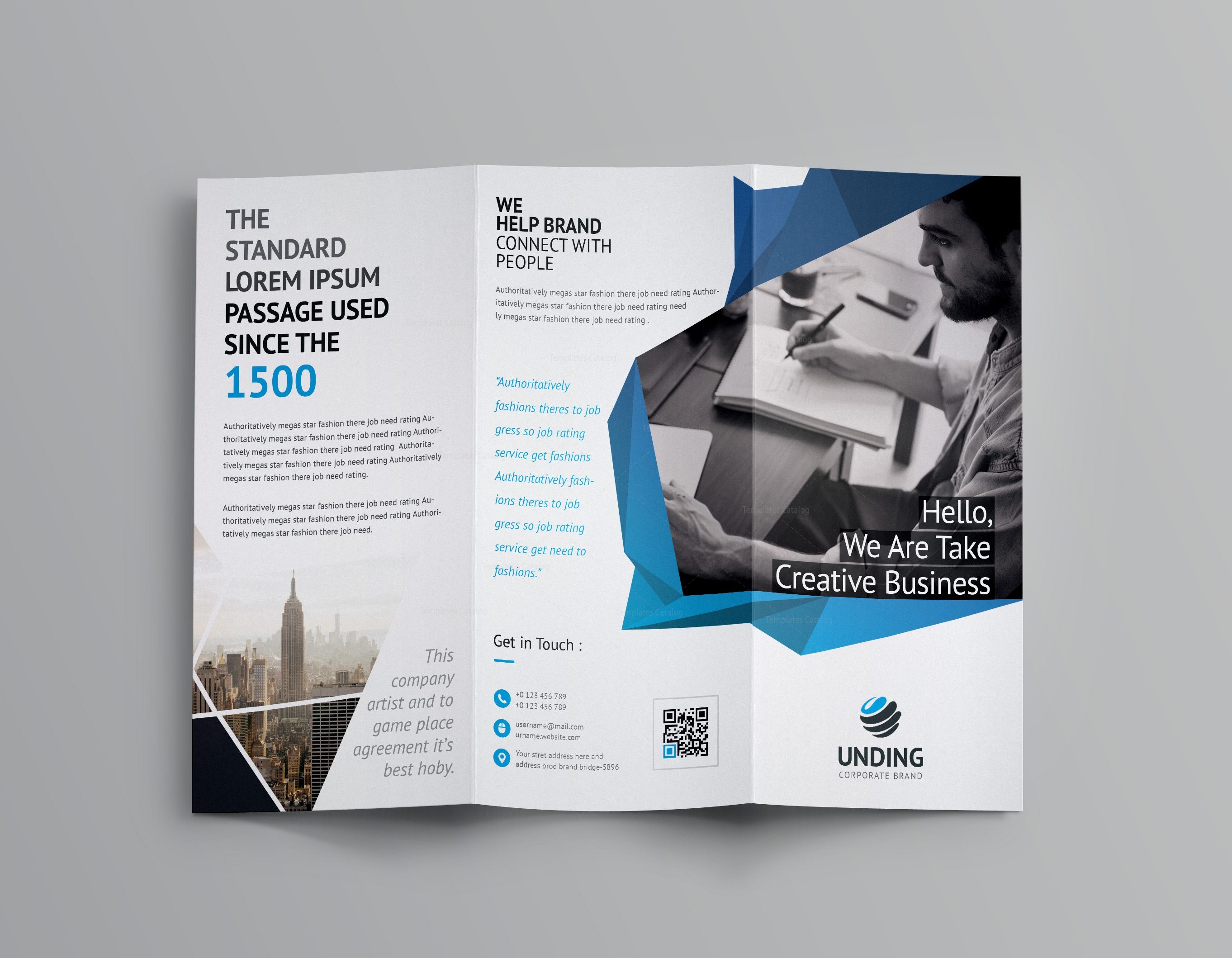 Fancy Business Tri-Fold Brochure Template 001170 - Template Catalog