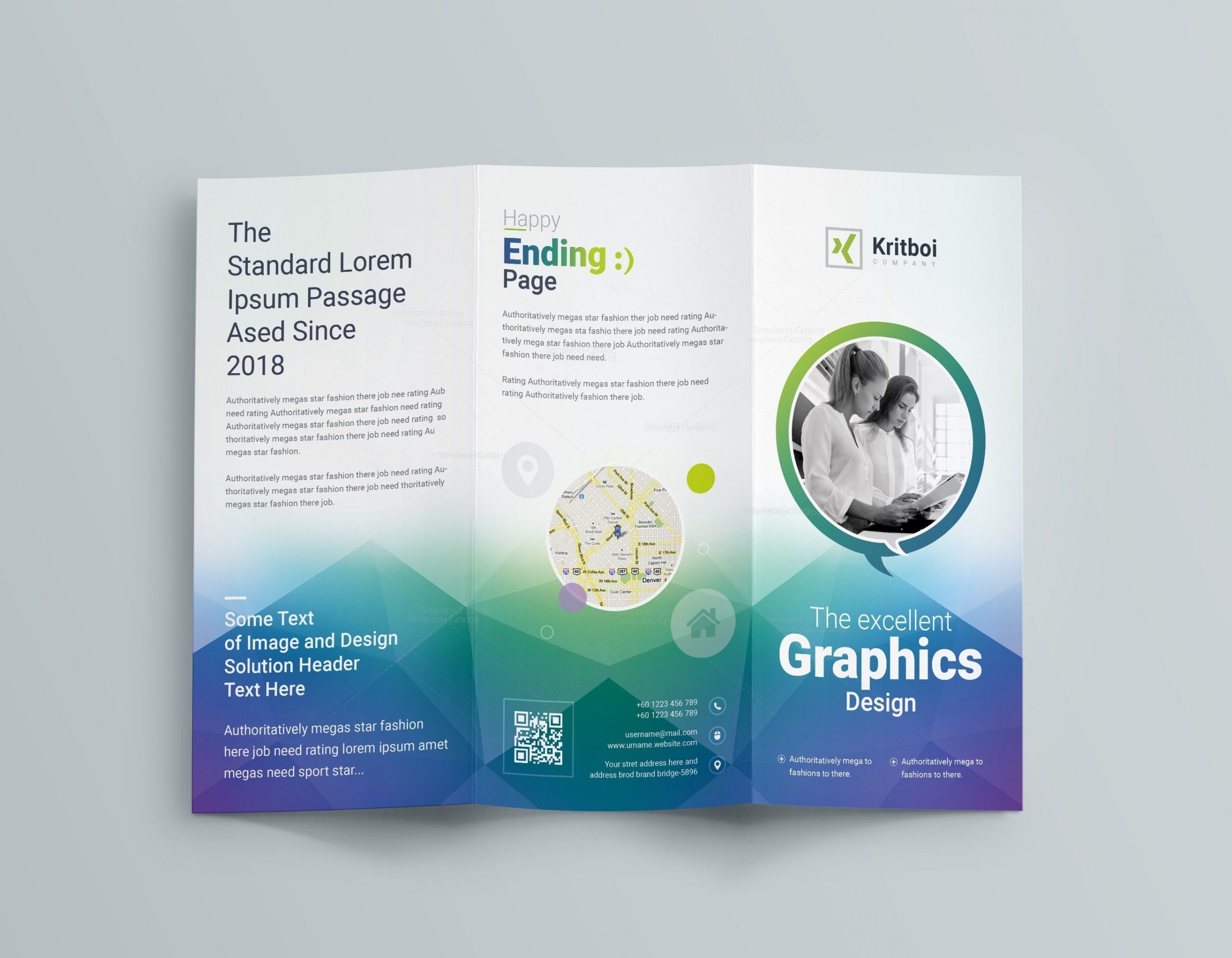 Professional Corporate Tri-Fold Brochure Template 001205 - Template Catalog