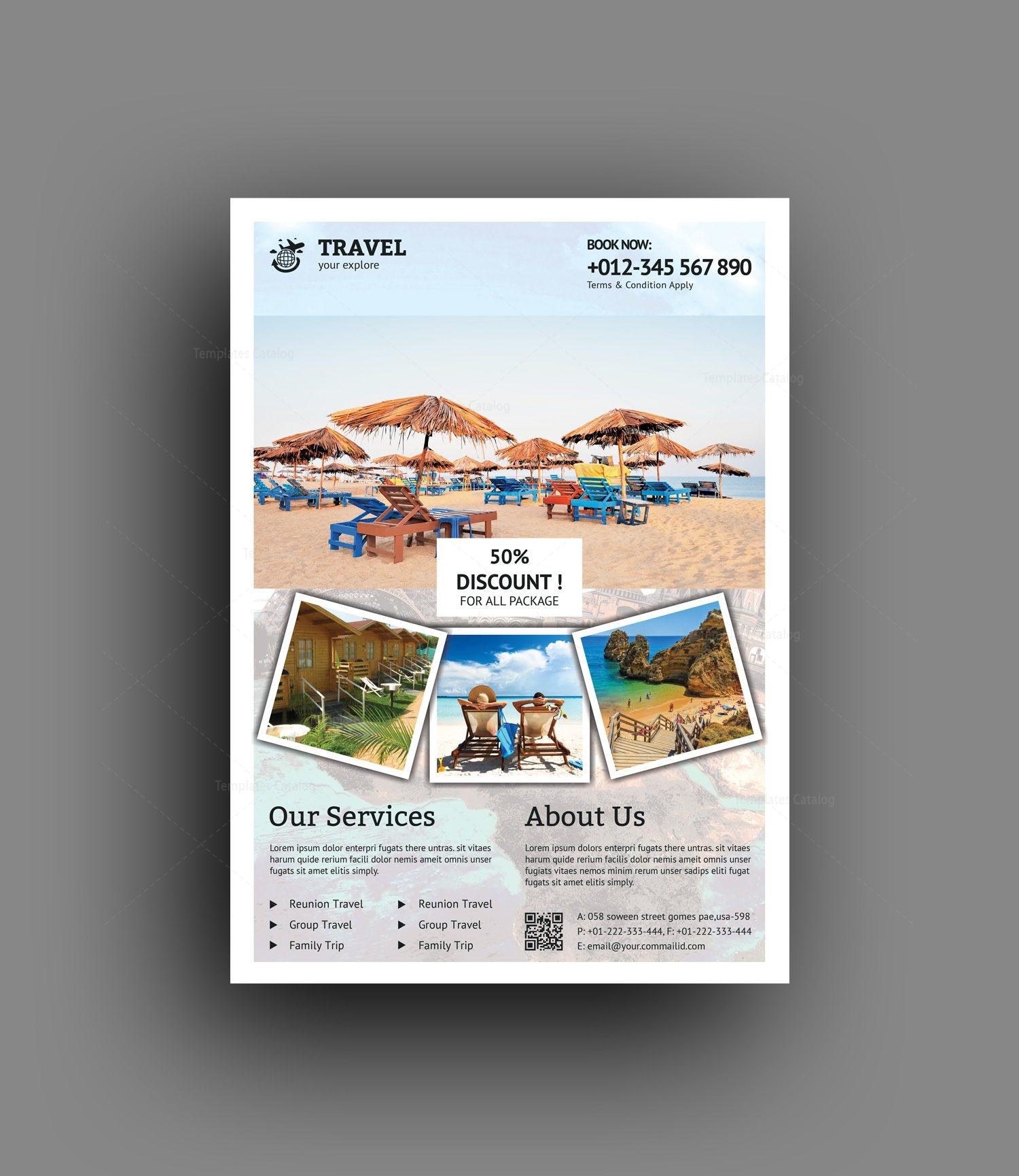 Stylish Travel Agency Flyer Template 001473 - Template Catalog