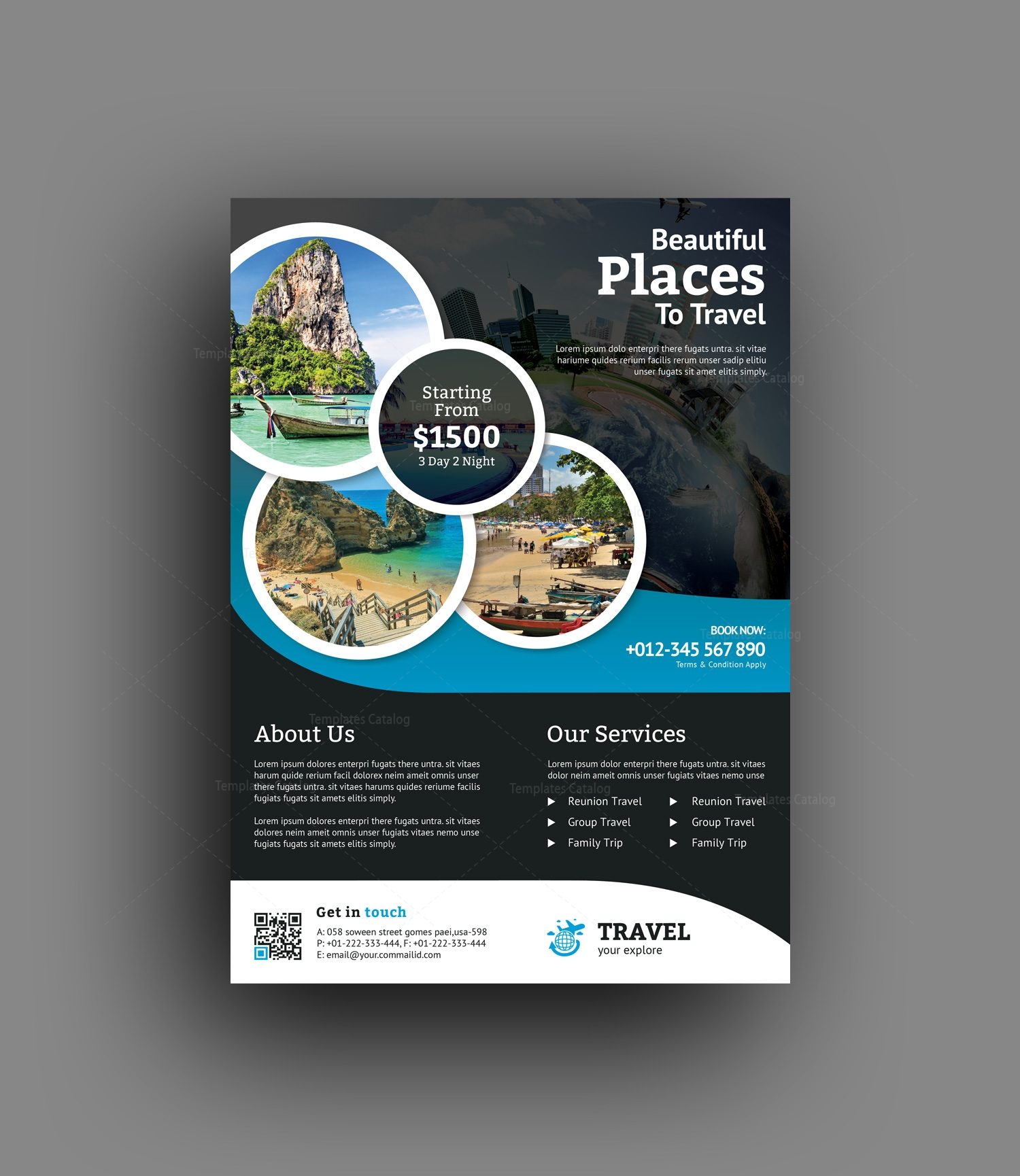 Tropical Travel Agency Flyer Design Template 001479 Template Catalog