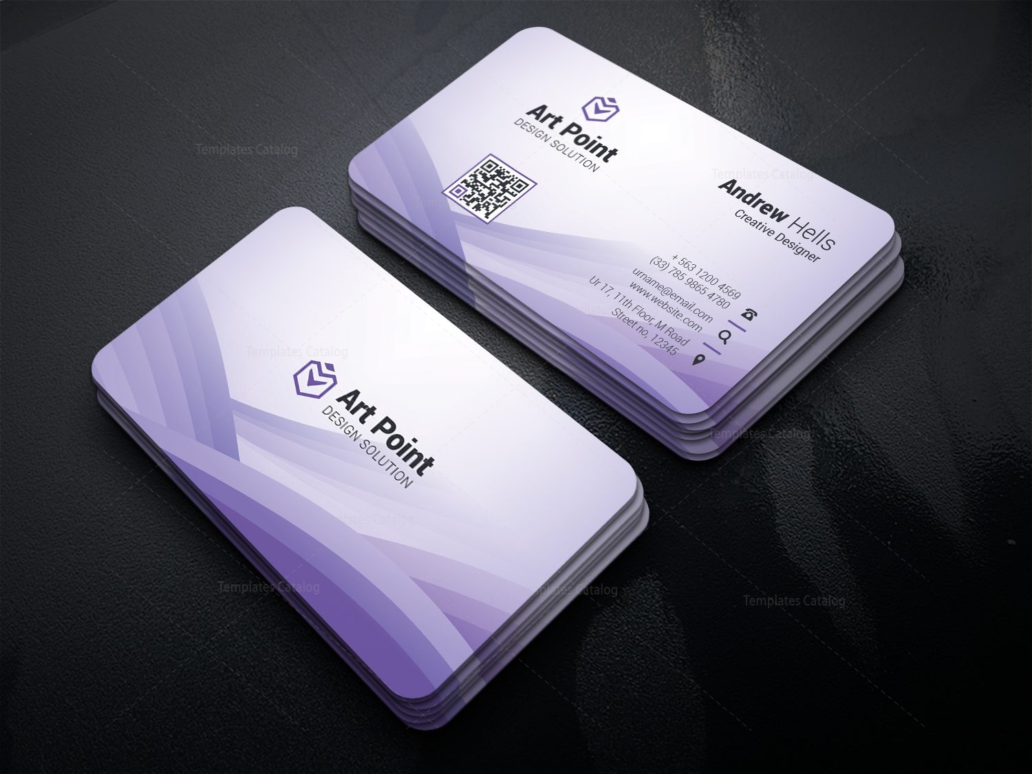 Violet Professional Corporate Visit Card Template 001326 - Template Catalog