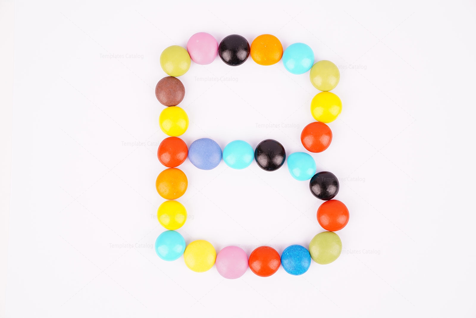 B Letter With Colorful Candies Stock Image - Template Catalog