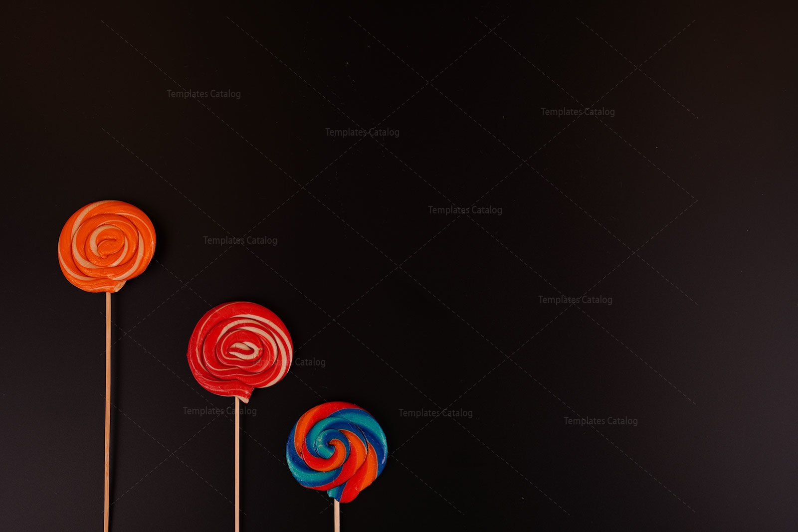 Download Colorful Lollipops On Black Background Template Catalog